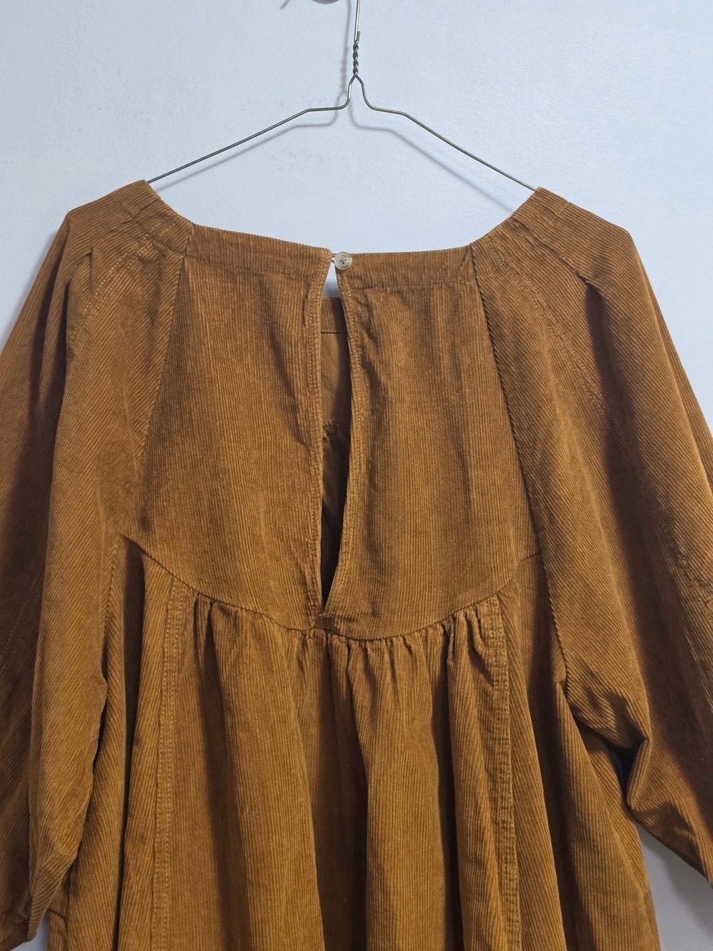 Free People Corduroy Tunic Top in Camel Brown 100% Cotton - Picture 9 of 11